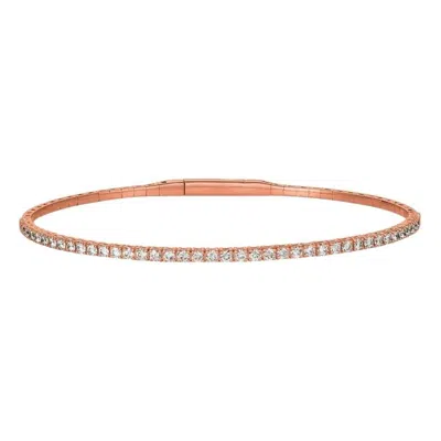 Pre-owned Morris & David 1.00 Carat Natural Diamond Flexible Bracelet G-h Si 14k Rose Gold In Red
