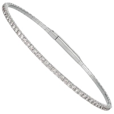 Pre-owned Morris & David 1.00 Carat Natural Diamond Flexible Tennis Bracelet Bangle G-h Si 14k White Gold