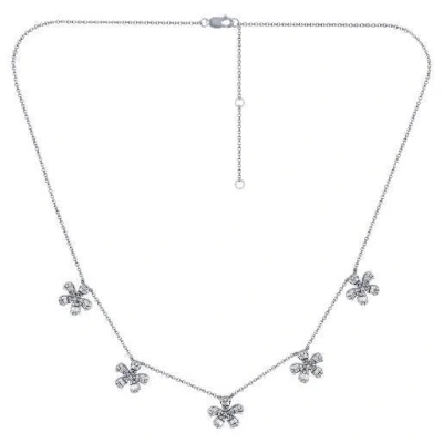 Pre-owned Morris & David 1.00 Carat Natural Diamond Flower Necklace 14k White Gold 18'' Chain