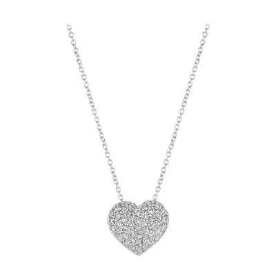 Pre-owned Morris & David 1.00 Carat Natural Diamond Heart Necklace 14 Karat White Gold G Si Chain