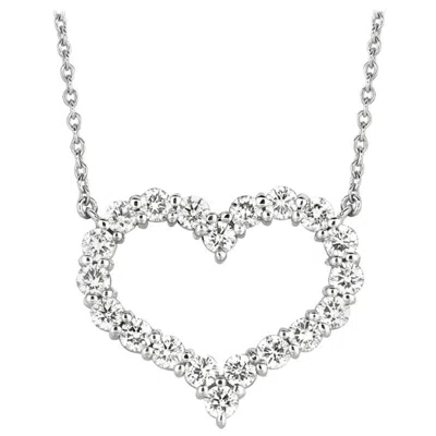 Pre-owned Morris & David 1.00 Carat Natural Diamond Heart Necklace 14 Karat White Gold G Si Chain