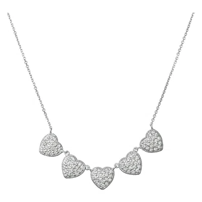 Pre-owned Morris & David 1.00 Carat Natural Diamond Heart Necklace G Si Set In 14 Karat White Gold