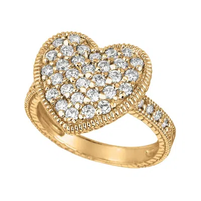Pre-owned Morris & David 1.00 Carat Natural Diamond Heart Ring Band G Si 14 Karat Yellow Gold