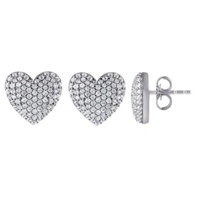 Pre-owned Morris & David 1.00 Carat Natural Diamond Heart Shape Earrings G Si 14k White Gold