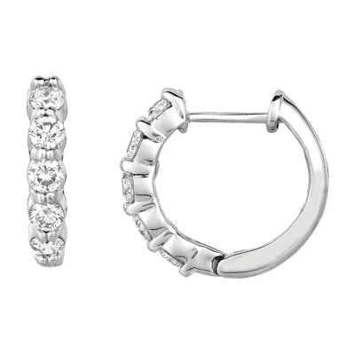 Pre-owned Morris & David 1.00 Carat Natural Diamond Hoop Earrings G Si 14k White Gold