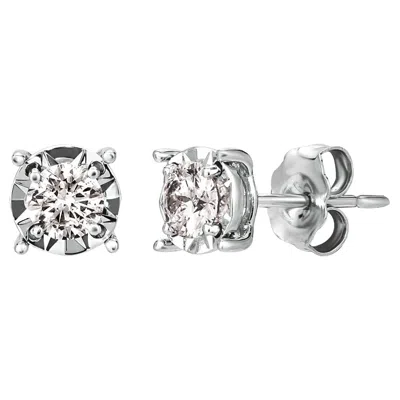Pre-owned Morris & David 1.00 Carat Natural Diamond Illusion Set Stud Earrings G Si 14k White Gold