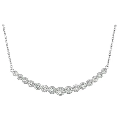 Pre-owned Morris & David 1.00 Carat Natural Diamond Necklace 14 Karat White Gold G Si Chain