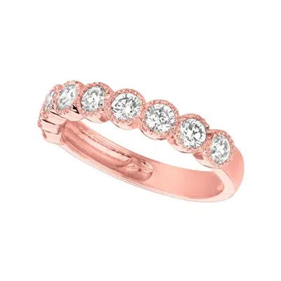 Pre-owned Morris & David 1.00 Carat Natural Diamond Ring G Si 14 Karat Rose Gold 9 Stones In Red