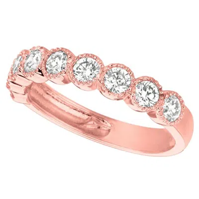 Pre-owned Morris & David 1.00 Carat Natural Diamond Ring G Si 14 Karat Rose Gold 9 Stones In Red