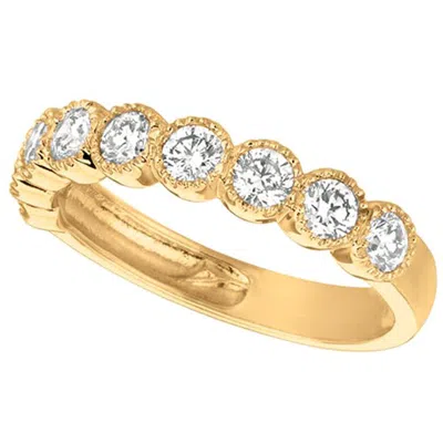 Pre-owned Morris & David 1.00 Carat Natural Diamond Ring G Si 14 Karat Yellow Gold 9 Stones