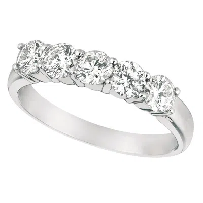 Pre-owned Morris & David 1.00 Carat Natural Diamond Ring G Si 14k White Gold 5 Stones