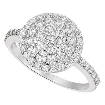 Pre-owned Morris & David 1.00 Carat Natural Diamond Round Pave Ring G Si 14 Karat White Gold