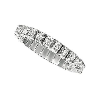 Pre-owned Morris & David 1.00 Carat Natural Diamond Stretchable Eternity Band Ring G Si 14k White Gold