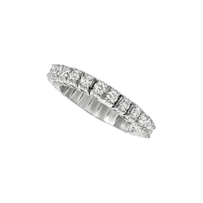 Pre-owned Morris & David 1.00 Carat Natural Diamond Stretchable Eternity Band Ring G Si 14k White Gold