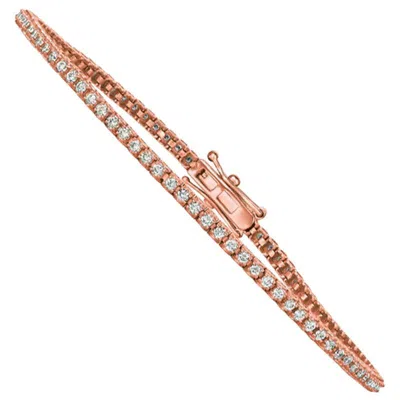 Pre-owned Morris & David 1.00 Carat Natural Diamond Tennis Bracelet G Si 14 Karat Rose Gold In Red
