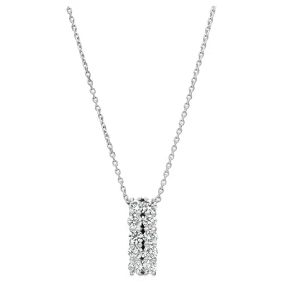 Pre-owned Morris & David 1.00 Carat Natural Diamond Two Rows Necklace 14 Karat White Gold G-h Si