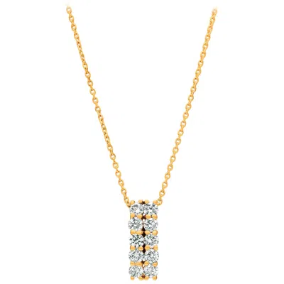 Pre-owned Morris & David 1.00 Carat Natural Diamond Two Rows Necklace 14 Karat Yellow Gold G-h Si