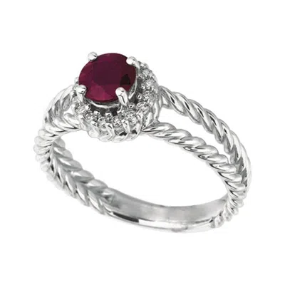 Pre-owned Morris & David 1.00 Carat Natural Ruby And Diamond Ring 14 Karat White Gold