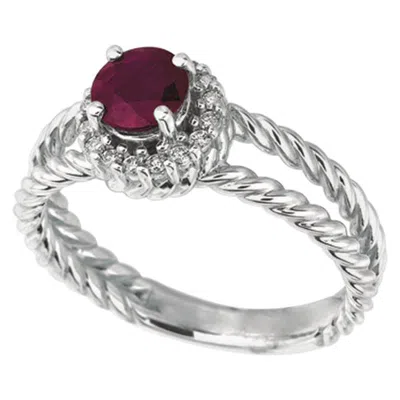 Pre-owned Morris & David 1.00 Carat Natural Ruby And Diamond Ring 14 Karat White Gold