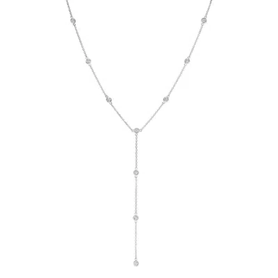 Pre-owned Morris & David 1.00 Ct Natural Diamond Bezel Necklace 14k White Gold 18''
