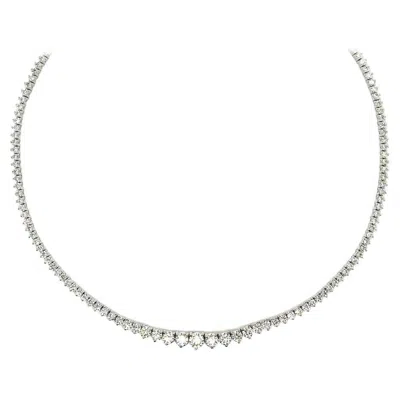 Pre-owned Morris & David 10.00 Carat Natural Diamond Tennis Necklace G Si 14k White Gold