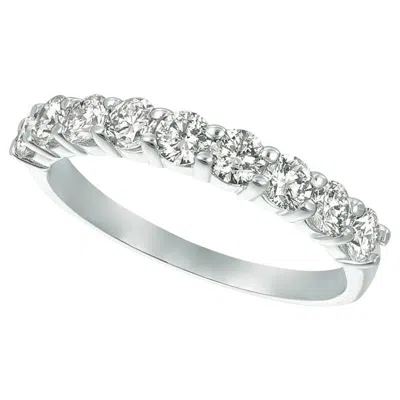 Pre-owned Morris & David 1.01 Carat Natural Diamond 9 Stone Band Ring G Si 14k White Gold