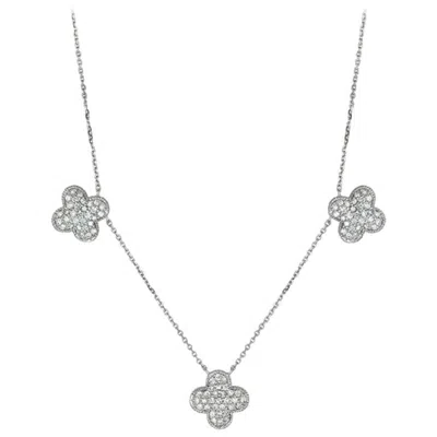 Pre-owned Morris & David 1.01 Carat Natural Diamond Floral Necklace 14 Karat White Gold G Si