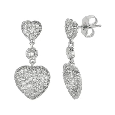 Pre-owned Morris & David 1.01 Carat Natural Diamond Heart Drop Earrings G Si 14k White Gold