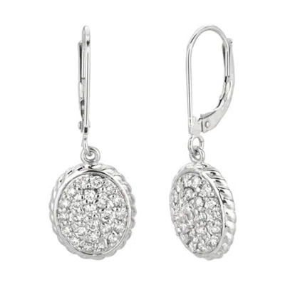 Pre-owned Morris & David 1.01 Carat Natural Diamond Oval Cluster Earrings G Si 14k White Gold