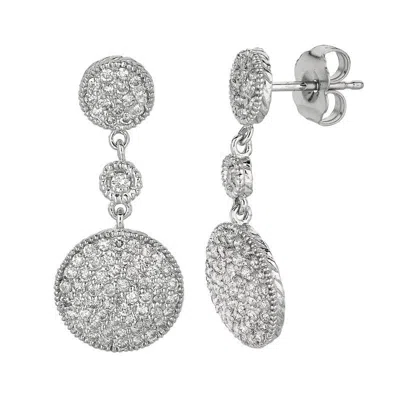 Pre-owned Morris & David 1.02 Carat Natural Diamond Round Drop Earrings G Si 14k White Gold