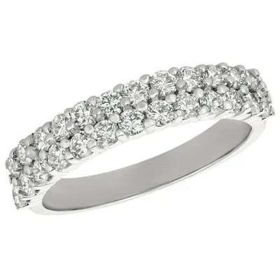 Pre-owned Morris & David 1.04 Carat Natural Diamond 2 Rows Ring G Si 14k White Gold