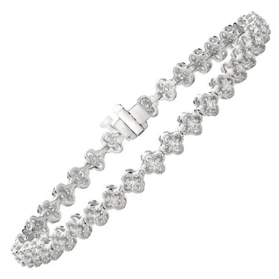 Pre-owned Morris & David 1.05 Carat Natural Diamond Clover Leaf Bracelet G Si 14 Karat White Gold