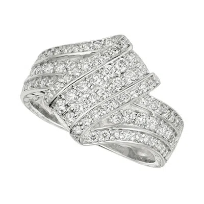 Pre-owned Morris & David 1.05 Carat Natural Diamond Cocktail Ring G Si 14 Karat White Gold