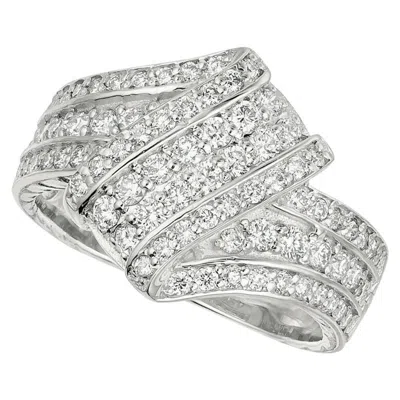 Pre-owned Morris & David 1.05 Carat Natural Diamond Cocktail Ring G Si 14 Karat White Gold