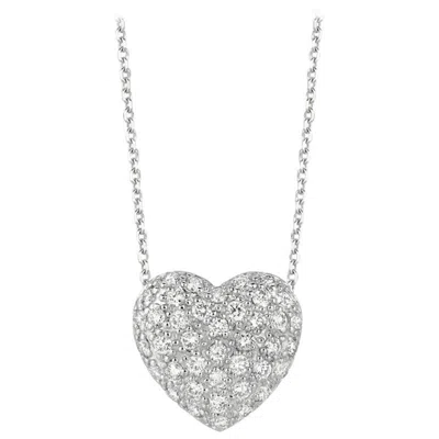 Pre-owned Morris & David 1.05 Carat Natural Diamond Heart Necklace Pendant 14 Karat White Gold G Si