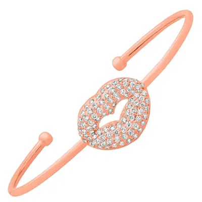 Pre-owned Morris & David 1.05 Carat Natural Diamond Lip Bangle Bracelet G-h Si 14 Karat Rose Gold In Red