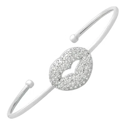 Pre-owned Morris & David 1.05 Carat Natural Diamond Lip Bangle Bracelet G-h Si 14 Karat White Gold
