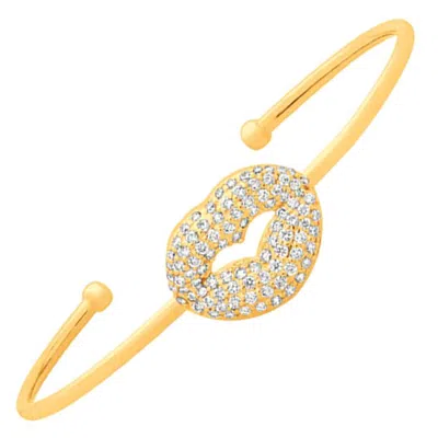 Pre-owned Morris & David 1.05 Carat Natural Diamond Lip Bangle Bracelet G-h Si 14 Karat Yellow Gold