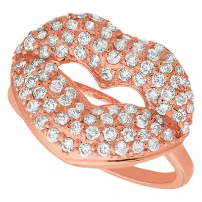Pre-owned Morris & David 1.05 Carat Natural Diamond Lips Ring G Si 14 Karat Rose Gold In Red