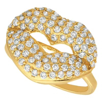 Pre-owned Morris & David 1.05 Carat Natural Diamond Lips Ring G Si 14 Karat Yellow Gold