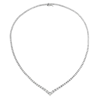 Pre-owned Morris & David 10.60 Carat Natural Diamond V Necklace G Si 14 Karat White Gold