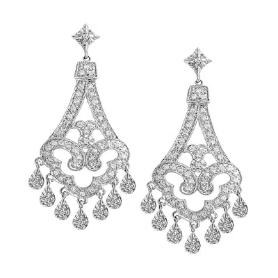 Pre-owned Morris & David 1.08 Carat Natural Diamond Chandelier Earrings G Si 14k White Gold