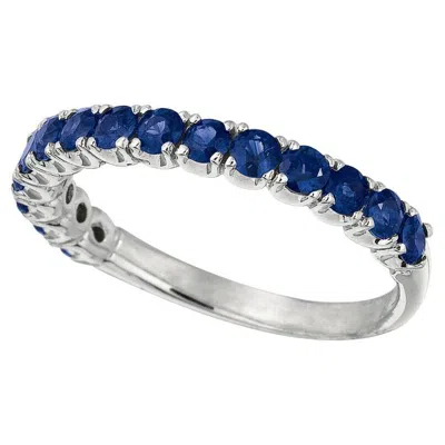 Pre-owned Morris & David 1.10 Carat Natural Blue Sapphire Ring Band 14k White Gold