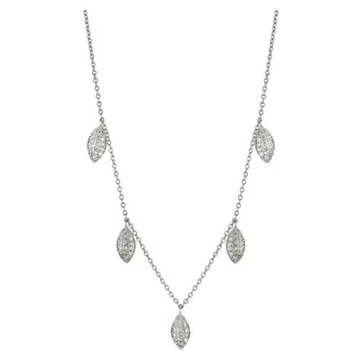 Pre-owned Morris & David 1.10 Carat Natural Diamond Leaf Necklace 14 Karat White Gold G Si