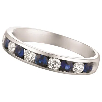Pre-owned Morris & David 1.10 Carat Natural Sapphire And Diamond Ring 14 Karat White Gold