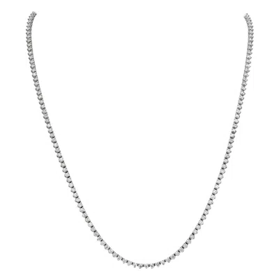 Pre-owned Morris & David 11.00 Ct Natural Diamond 3 Prong Tennis Necklace G Si 16'' 14k White Gold