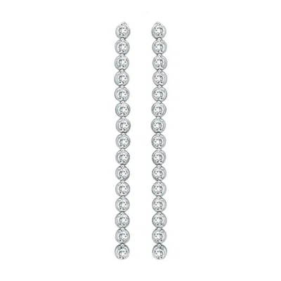 Pre-owned Morris & David 1.11 Carat Natural Diamond Bezel Drop Earrings G Si 14k White Gold