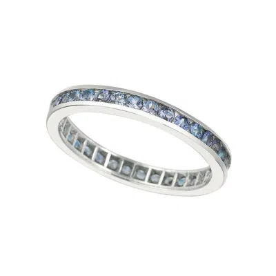 Pre-owned Morris & David 1.12 Carat Natural Tanzanite Eternity Ring Band 14k White Gold
