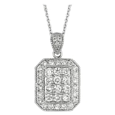 Pre-owned Morris & David 1.17 Carat Natural Diamond Fashion Necklace 14 Karat White Gold G Si Chain