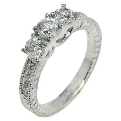 Pre-owned Morris & David 1.25 Carat 3 Stone Natural Diamond Ring G Si 14k White Gold